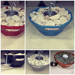 Fogón de Bioetanol de un quemador en cerámica térmica labrados en diferentes colores y piedras combinadas. Costo $750