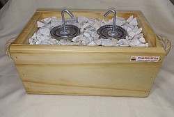 Fogón de Bioetanol de dos quemadores en madera rústica. Costo $1400