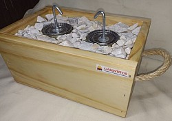 Fogón de Bioetanol de dos quemadores en madera rústica. Costo $1400